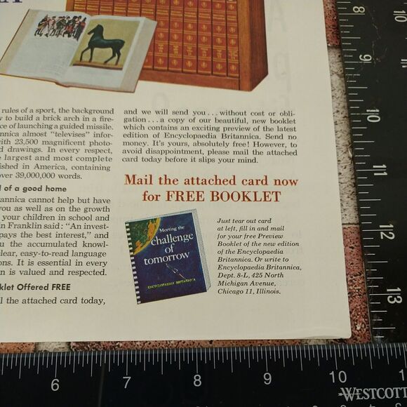 Encyclopaedia Britannica - "Measure Up to Kids Next Door" - Vtg 1961 PRINT AD - Picture 8 of 10